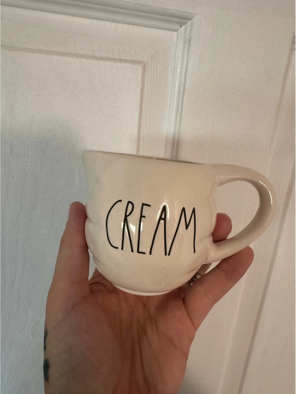 Rae Dunn Ceramic Cream Pitcher with Handle and Spout